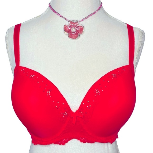 VICTORIA’S SECRET Dream Angel’s Lined Demi bra Pink Rhinestones 36DDD/36F - Picture 1 of 9